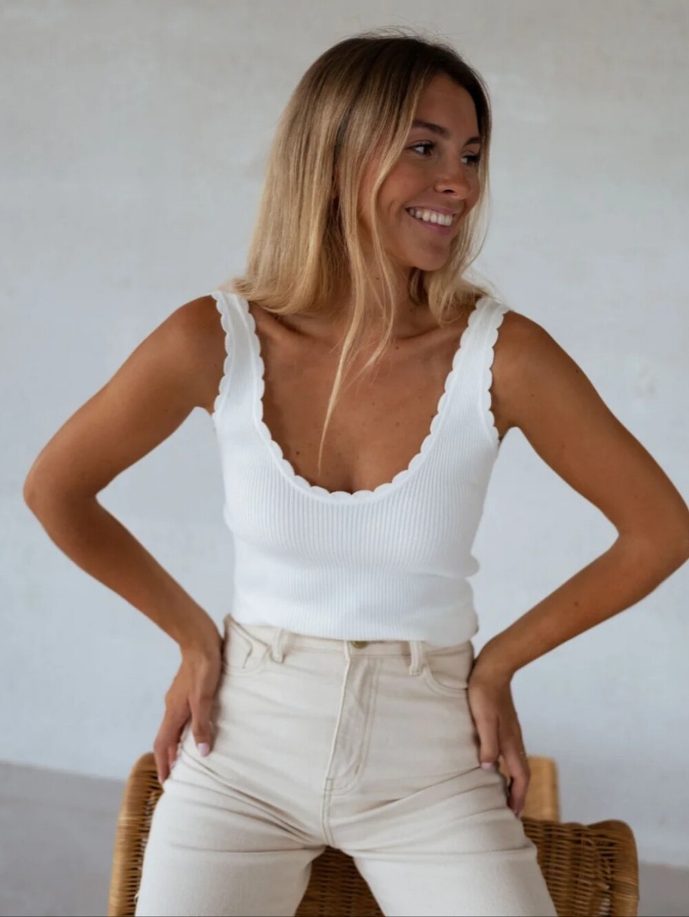 Scalloped Sweater Tank Top